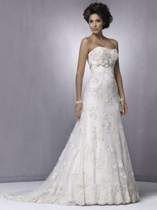 Good Quality Floor Length A-Line Sweetheart Low Back Sweep Train With Embroidery,Bandage Wedding Dresses WDresses00780