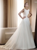 Gorgeous Floor Length A Line Scoop Zipper Sweep/Brush Train With Ribbon Wedding Dresses