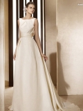 Gorgeous Floor Length A Line Scoop Zipper Sweep/Brush Train With Ruffles,Ribbon Wedding Dresses