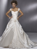 Gorgeous Floor Length A Line Spaghetti Straps Lace Up Sweep/Brush Train With Beading,Embroidery Wedding Dresses