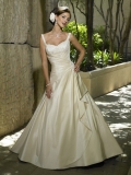 Gorgeous Floor Length A Line Spaghetti Straps Lace Up Sweep/Brush Train With Lace,Appliques Wedding Dresses