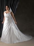 Gorgeous Floor Length A Line Spaghetti Straps Lace Up Sweep/Brush Train With Ruffles Wedding Dresses