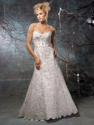 Gorgeous Floor Length A Line Spaghetti Straps Zipper With Embroidery Wedding Dresses
