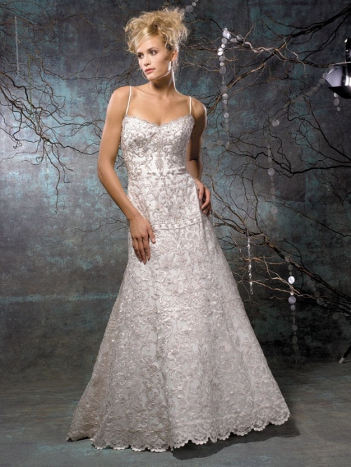Gorgeous Floor Length A Line Spaghetti Straps Zipper With Embroidery Wedding Dresses