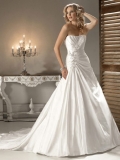 Gorgeous Floor Length A-Line Strapless Low Back Sweep Train With Applique,Bandage Wedding Dresses WDresses00942