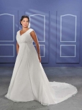 Gorgeous Floor Length A-Line V-Neck Zipper Sweep/Brush Train With Embroidery Wedding Dresses
