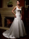 Gorgeous Floor Length A-Line V-Neck Zipper Sweep/Brush Train With Embroidery Wedding Dresses