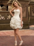 Gorgeous Mini Length A Line Sweetheart Zipper Cathedral Train With Ruffles Wedding Dresses