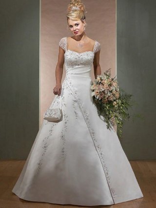 Graphic Floor Length A-Line Off Shoulder Low Back Sweep Train With Embroidery,Bandage Wedding Dresses WDresses00802