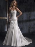 High-Class Floor Length A-Line Strapless Low Back Sweep Train With Embroidery,Bandage Wedding Dresses WDresses00785