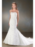 High-Grade Floor Length A-Line Strapless Low Back Sweep Train With Embroidery Wedding Dresses WDresses00979
