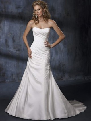 High-Grade Floor Length A-Line Strapless Low Back Sweep Train With Sequins,Bandage Wedding Dresses WDresses00783