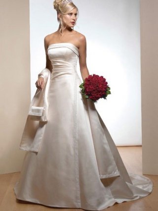 High-Level Floor Length A-Line Strapless Low Back Sweep Train With Bandage Wedding Dresses WDresses00784