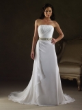 High-Level Floor Length A-Line Strapless Low Back Sweep Train With Sequins,Button Wedding Dresses WDresses00980