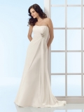 High Quality Floor Length A Line Strapless Zipper With Brooch,Ruffles Wedding Dresses