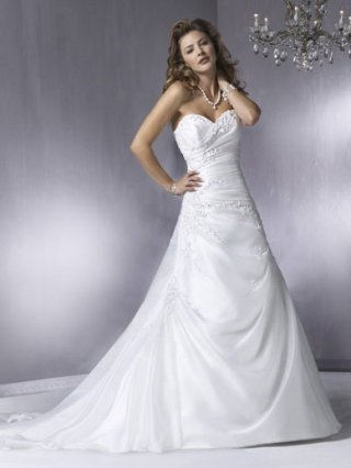 High Quality Floor Length A-Line Sweetheart Low Back Sweep Train With Embroidery,Bandage Wedding Dresses WDresses00779