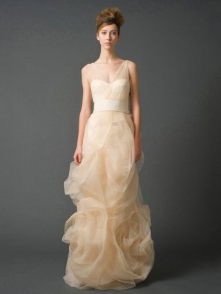 High Quality Floor Length A-Line Tulle Neckline Sweep Train With Sash Wedding Dresses WDresses00877