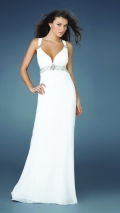 Chiffon Sexy Low Neckline Hot Sell White Evening Dress