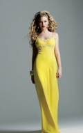 Scoop Neckine Hot Sell Yellow Evening Dress