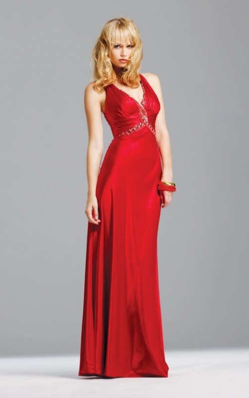 Sexy Beaded V neck Hot Sell Evening Dress