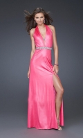 Hot Pink Halter Jersey Gown V1799