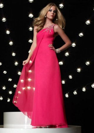2011 Hot New Beaded One-shoulder Evening Dress