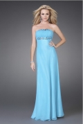 2011 Hot Strapless Straight Neckline Chiffon Evening Gown