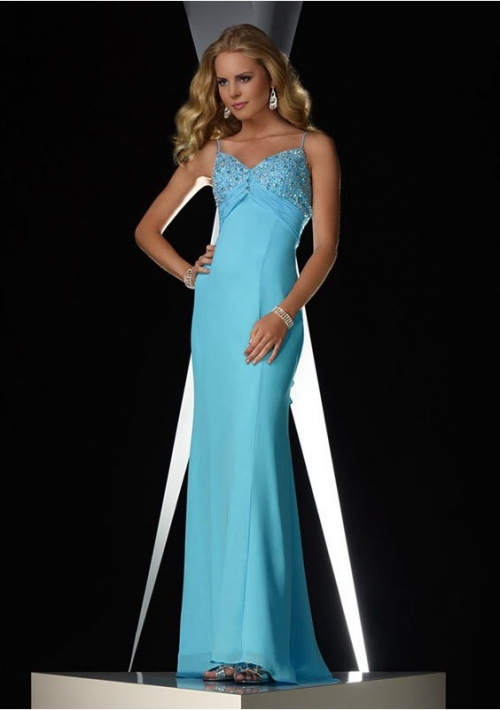 2011 Hot Sexy Beaded Neckline Chiffon Evening Dress
