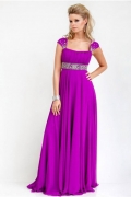 Hot Empire A-Line Skirt Chiffon Straight Neckline Evening Dress
