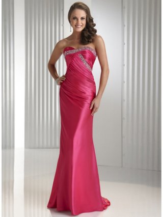 Sparkling Beaded Hot Pink Prom Dress in Sheath Silhouette