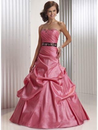 Gorgeous Hot Pink Prom Dress with Black Waist Band