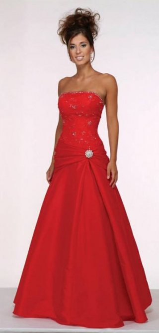 Taffeta Strapless A line Floor Length Hot Sell Evening Dress