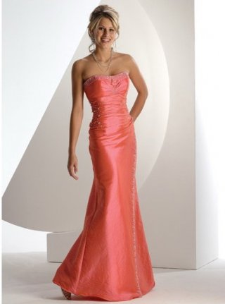 Strapless Taffeta Sexy Beaded Hot Sell Prom Gown Evening Dress