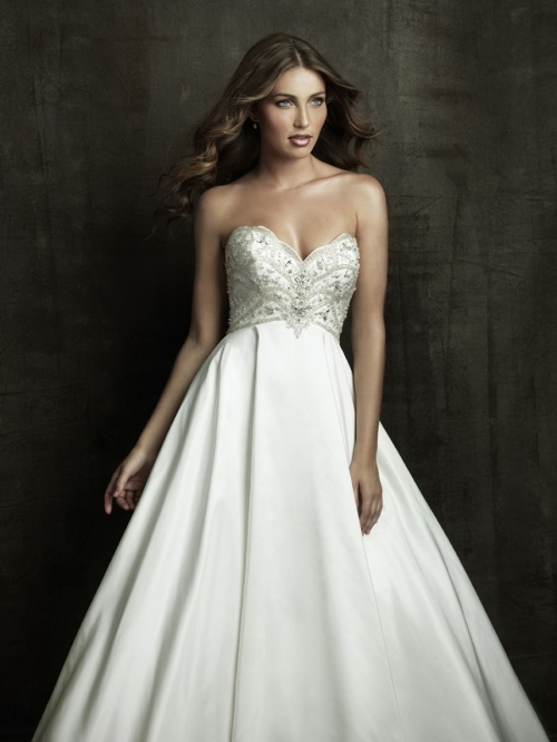 Informal Floor Length A-Line Sweetheart Low Back Sweep Train With Button Wedding Dresses WDresses00764
