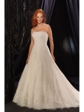 Interesting Floor Length A-Line Strapless Low Back Sweep Train With Embroidery Wedding Dresses WDresses00992