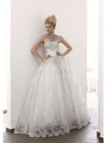 Lace Ball Gown Strapless Straight Neckline Boned Bodice Wedding Dress