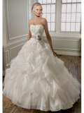 Lace Softly Curved Neckline Hand-Beaded Bodice Ball Gown Wedding Dress