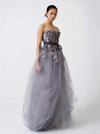 Ladylike Floor Length A-Line Strapless Low Back Sweep Train With Applique,Sash Wedding Dresses WDresses00702