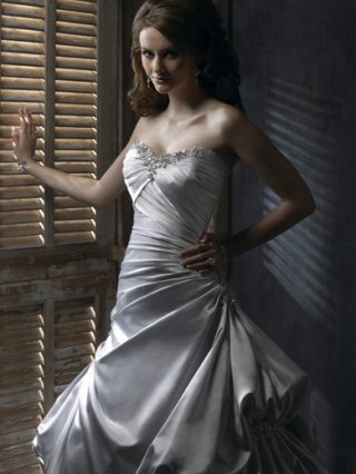 Ladylike Floor Length A-Line Strapless Low Back Sweep Train With Sequins,Bandage Wedding Dresses WDresses00897