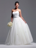 Latest Floor Length A-Line Strapless Low Back Sweep Train With Embroidery,Sequins Wedding Dresses WDresses00825
