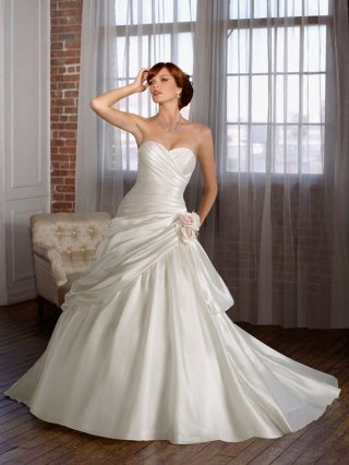 Latest Floor Length A-Line Sweetheart Low Back Sweep Train With Flower,Bandage Wedding Dresses WDresses00728
