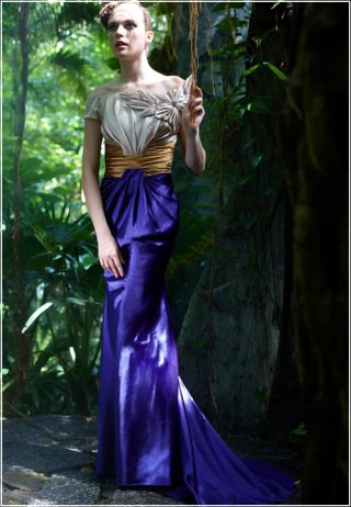 Dramatic Tri Color Fashion Dress