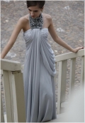 Tripoli Sweeping Silver Evening Dress