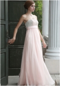 Pink and Gray Strapless Bridesmaid Gown