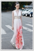 Minerva Casual Wedding Dress with Bright Red Flowers