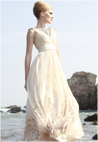 Beige Conniefox Designer Dress