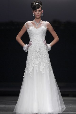 Sheer Sleeve Wedding Gown