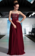 Dark Ruby Red with Silver Accents Bridesmaid Dress