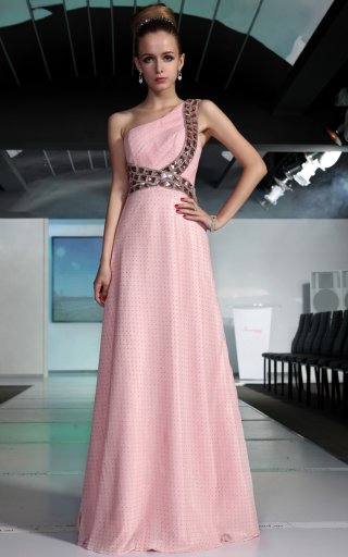 Pink Homecoming Dress Accented with Silver Beads