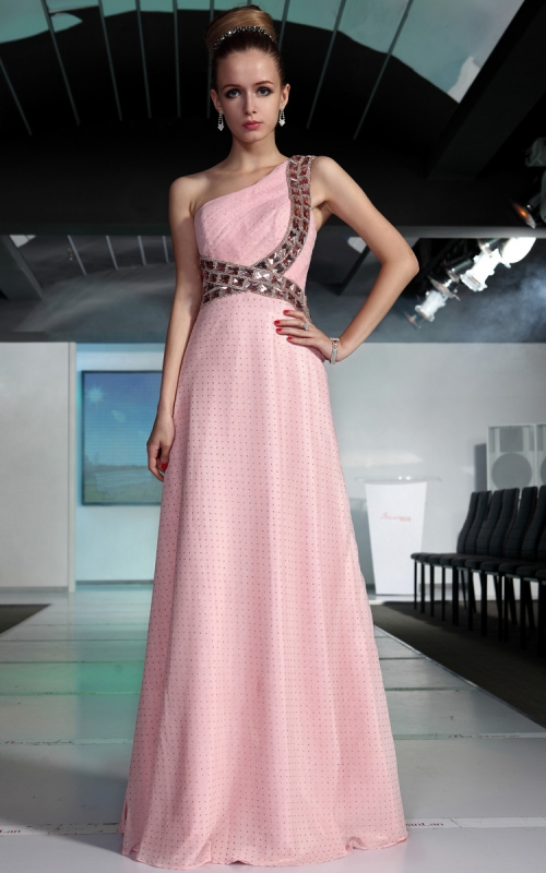 Pink Homecoming Dress Accented with Silver Beads